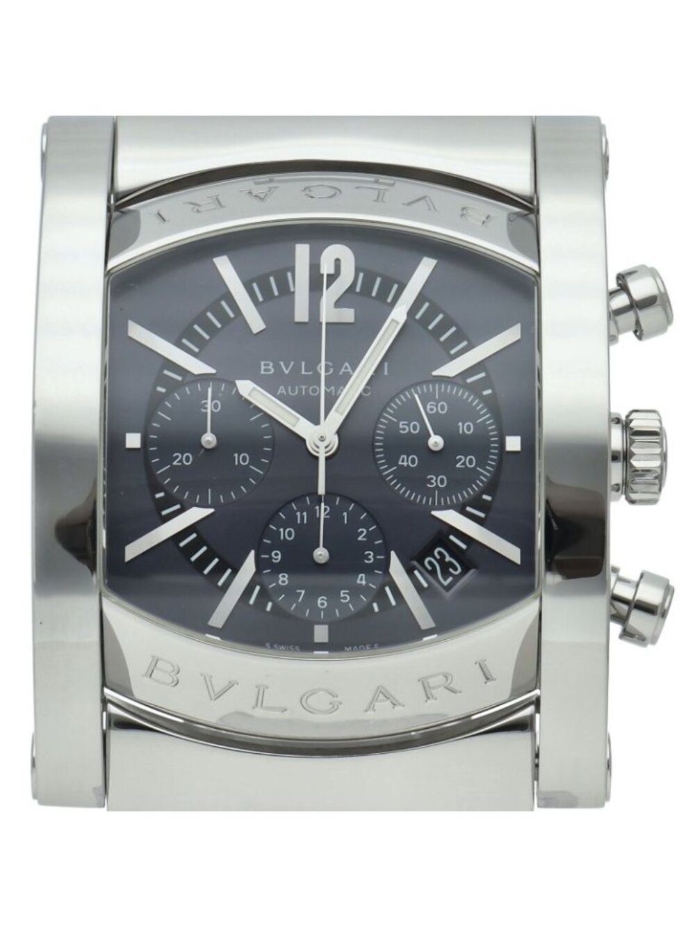 Bvlgari Assioma Chronograph Watch SS Navy